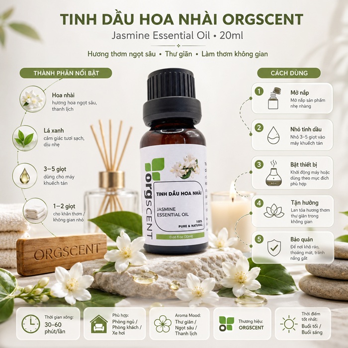 Tinh Dầu Hoa Nhài 20ml 3 Ảnh minh họa: Sản phẩm tinh dầu hoa nhài 20ml của Orgscent