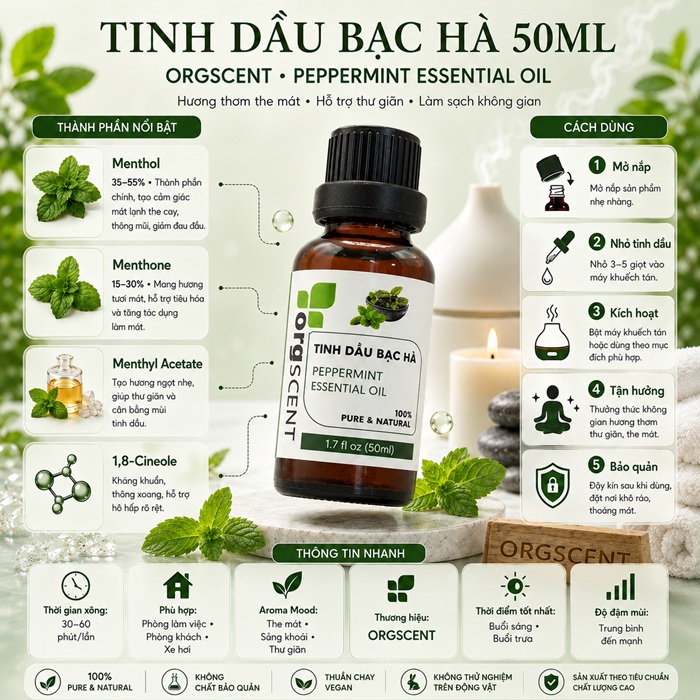 Tinh dầu bạc hà 50ml 6 Tinh dầu bạc hà Orgscent 50ml