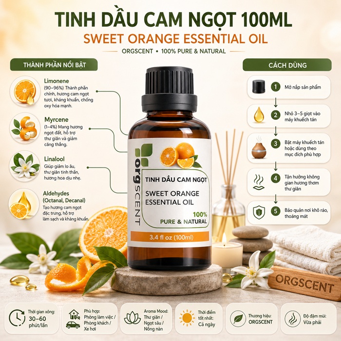 Tinh dầu cam ngọt 100ml 6 Tinh dầu Cam ngọt Orgscent 100ml