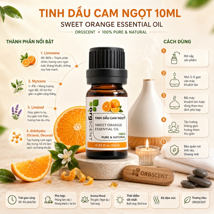 Tinh dầu cam ngọt 10ml 6 Tinh dầu Cam ngọt Orgscent 10ml