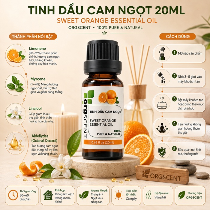 Tinh dầu cam ngọt 20ml 6 Tinh dầu Cam ngọt Orgscent 20ml