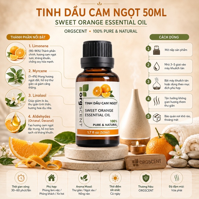 Tinh dầu cam ngọt 50ml 6 Tinh dầu Cam ngọt Orgscent 50ml