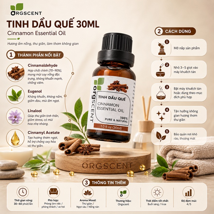 Tinh dầu quế 30ml 8 Tinh dầu quế Orgscent 30ml chính hãng