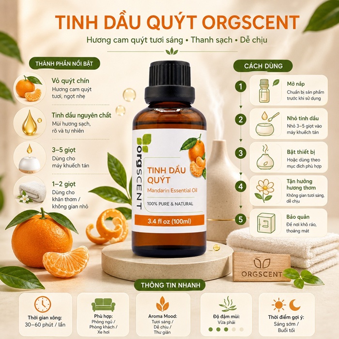 Tinh dầu vỏ quýt 100ml 5 Tinh dầu vỏ quýt orgscent 100ml