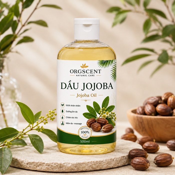 Ảnh minh họa: Sản phẩm dầu nền jojoba orgscent 500ml của Orgscent