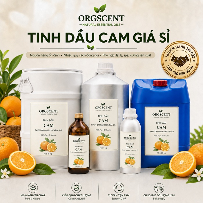 Ảnh minh họa: Sản Phẩm Tinh Dầu Cam Ngọt Giá Sỉ & Bán Buôn Số Lượng Lớn (Lít, Kg, Can, Phuy)