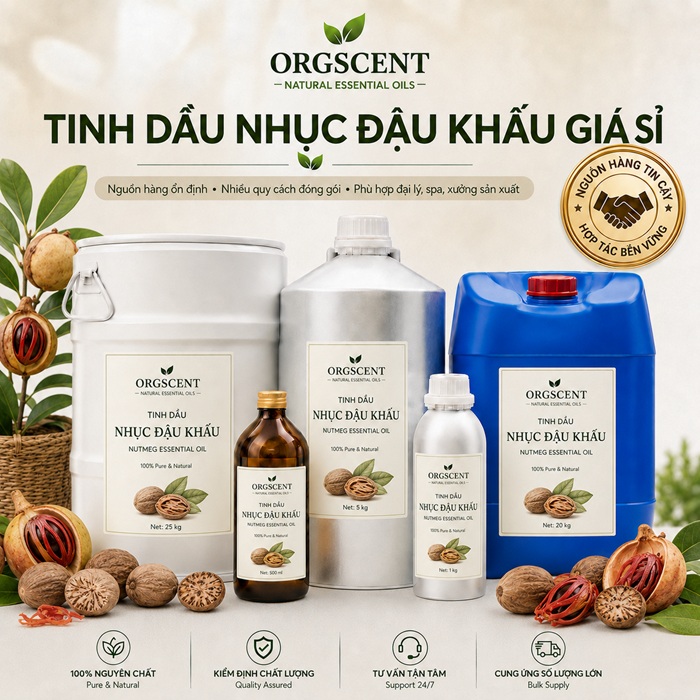 Ảnh minh họa: Sản Phẩm Tinh Dầu Nhục Đậu Khấu Nguyên Chất Giá Sỉ & Bán Buôn Số Lượng Lớn (Lít, Kg, Can, Phuy)