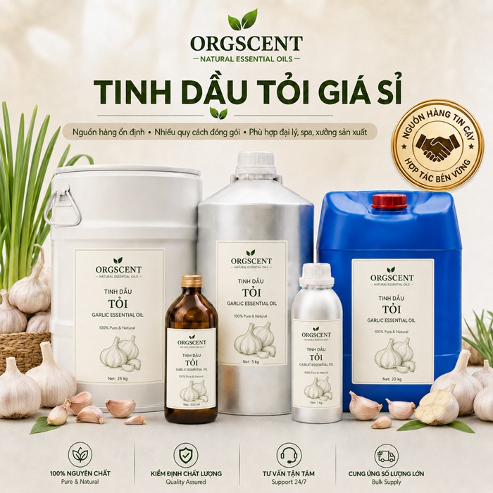 Ảnh minh họa: Sản Phẩm Tinh Dầu Tỏi Nguyên Chất Giá Sỉ & Bán Buôn Số Lượng Lớn (Lít, Kg, Can, Phuy)