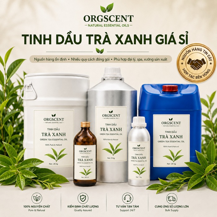 Ảnh minh họa: Sản Phẩm Tinh Dầu Trà Xanh Nguyên Chất Giá Sỉ & Bán Buôn Số Lượng Lớn (Lít, Kg, Can, Phuy)