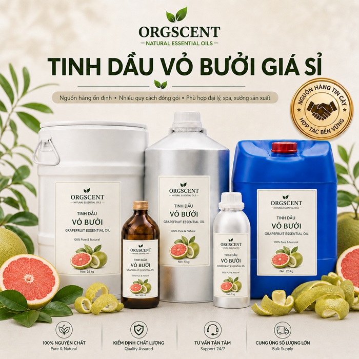 Ảnh minh họa: Sản Phẩm Tinh Dầu Vỏ Bưởi Nguyên Chất Giá Sỉ & Bán Buôn Số Lượng Lớn (Lít, Kg, Can, Phuy)