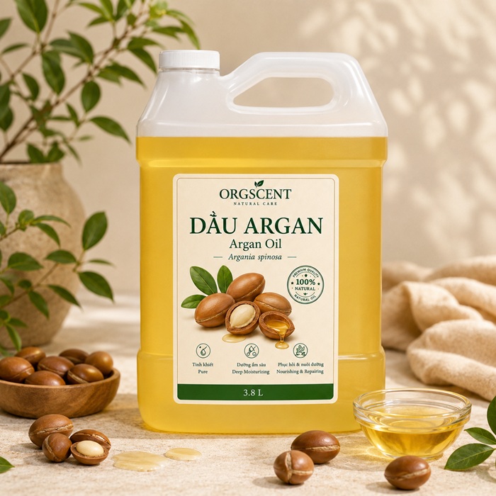 Ảnh minh họa: Sản phẩm dầu nền Argan 3.8L (1 gallon) của Orgscent