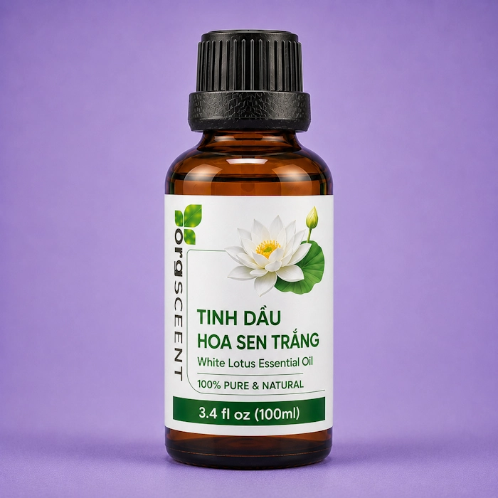 Tinh dầu hoa sen trắng 100ml 4 Tinh dầu hoa sen trắng orgscent 100ml chính hãng