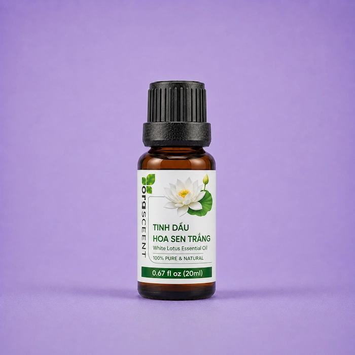 Tinh dầu hoa sen trắng 20ml 4 Tinh dầu hoa sen trắng orgscent 20ml chính hãng