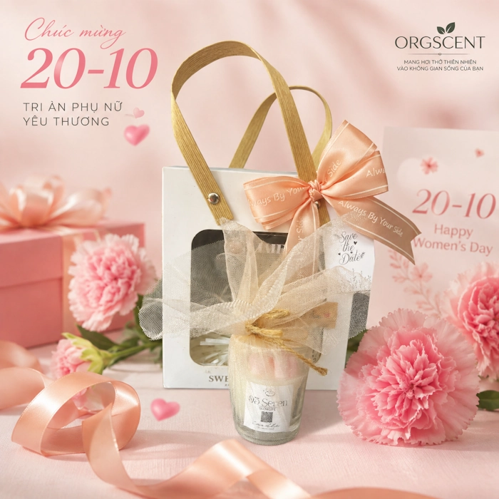 Quà 20-10 Cho Nàng – Nến Thơm Kèm Túi Quà Xinh