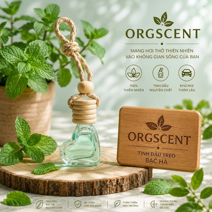 Ảnh minh họa: Sản phẩm tinh dầu Bạc hà treo lọ thủy tinh hình trái tim 5ml – Kiểu dáng trang nhã, dễ treo