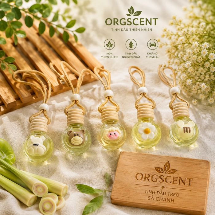 Ảnh minh họa: Sản phẩm tinh dầu sả chanh treo hình tròn dẹt 8ml gắn charm – Thiết kế đáng yêu, tiện dụng