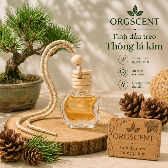 Ảnh minh họa: Sản phẩm tinh dầu thông treo hình táo khuyết dung tích 10ml