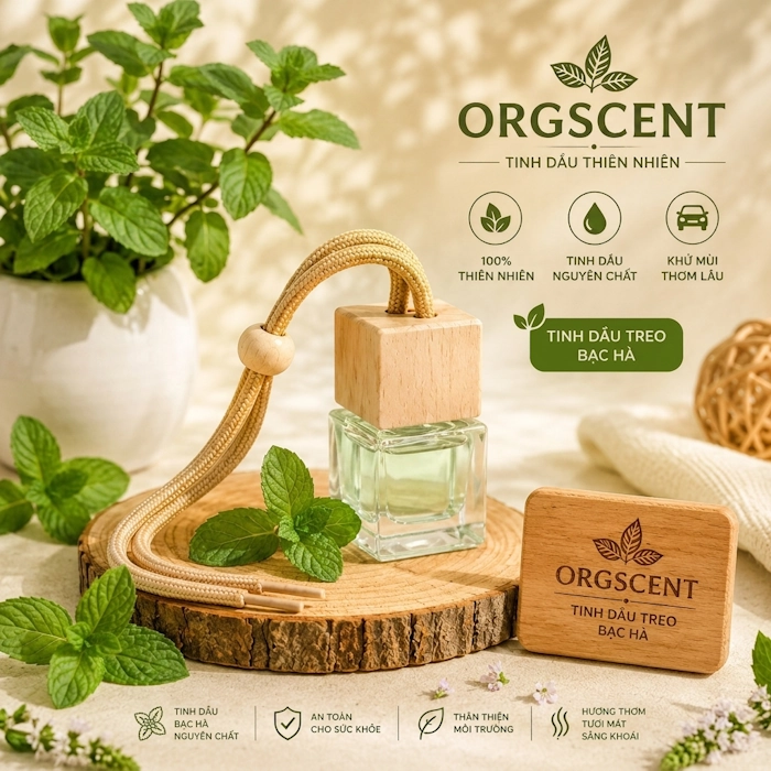 Ảnh minh họa: Sản phẩm tinh dầu treo Bạc hà hình lập phương 8ml – Thiết kế hiện đại, nhỏ gọn
