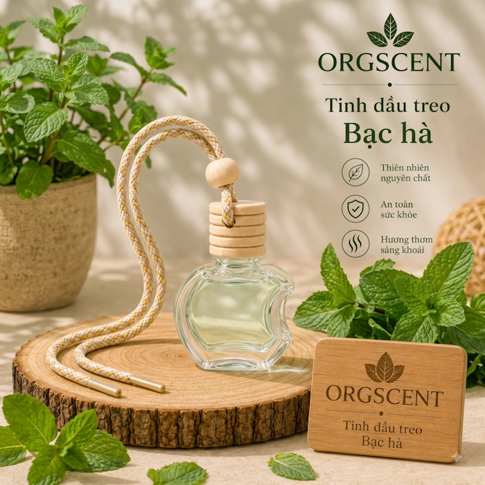 Ảnh minh họa: Sản phẩm tinh dầu treo Bạc hà hình táo khuyết 10ml – Thiết kế thanh lịch, hương thơm tươi mát