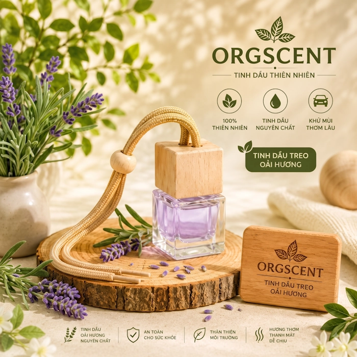 Ảnh minh họa: Sản phẩm tinh dầu treo hương Oải hương hình lập phương 8ml – Thiết kế hiện đại