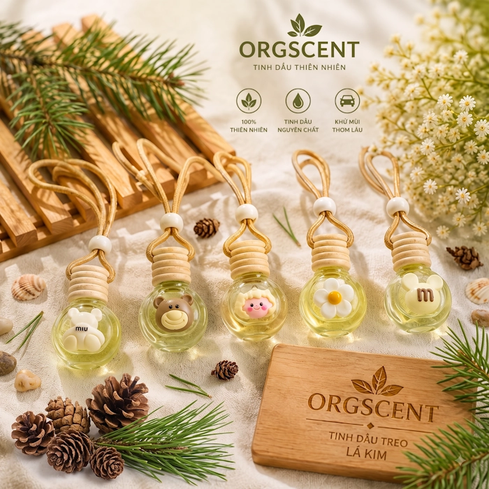 Ảnh minh họa: Sản phẩm tinh dầu treo hương thông lá kim hình tròn dẹt (gắn charm) 8ml – Nhỏ gọn, dễ sử dụng