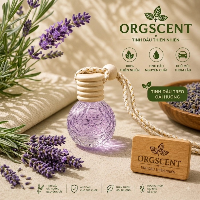 Ảnh minh họa: Sản phẩm tinh dầu treo Oải hương lọ thủy tinh tròn nhám 10ml – Dễ treo, dễ sử dụng