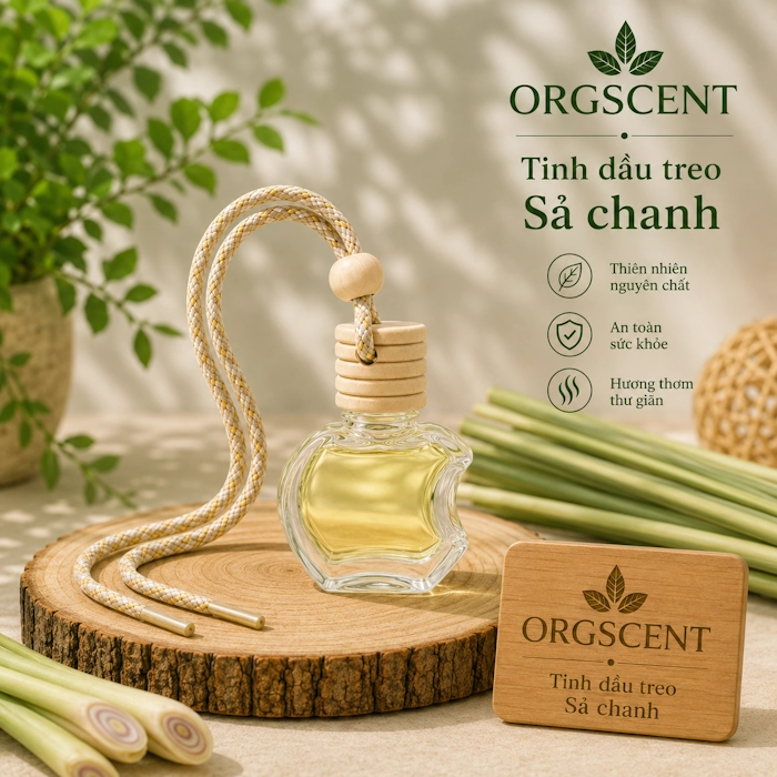 Ảnh minh họa: Sản phẩm tinh dầu treo sả chanh hình táo khuyết 10ml